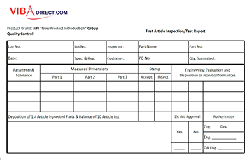 SOP - First Artical Inspection Form Form