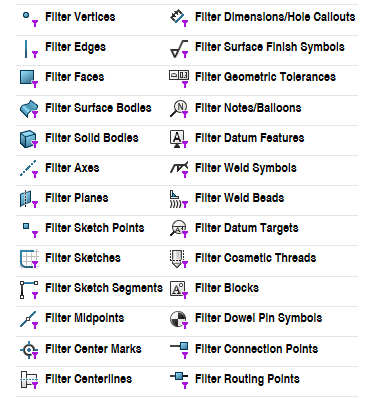 SolidWorks Selection Filters